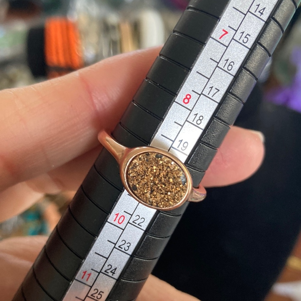 Gold and Brown Textured Ring with Shimmering Finish